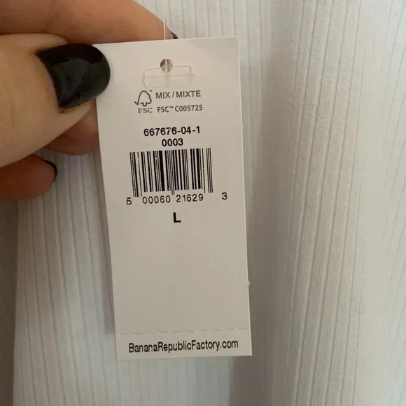 Banana Republic Factory 3/4 Sleeve Ribbed U-Neck White Bodysuit - NWT - Size L - Picture 5 of 7